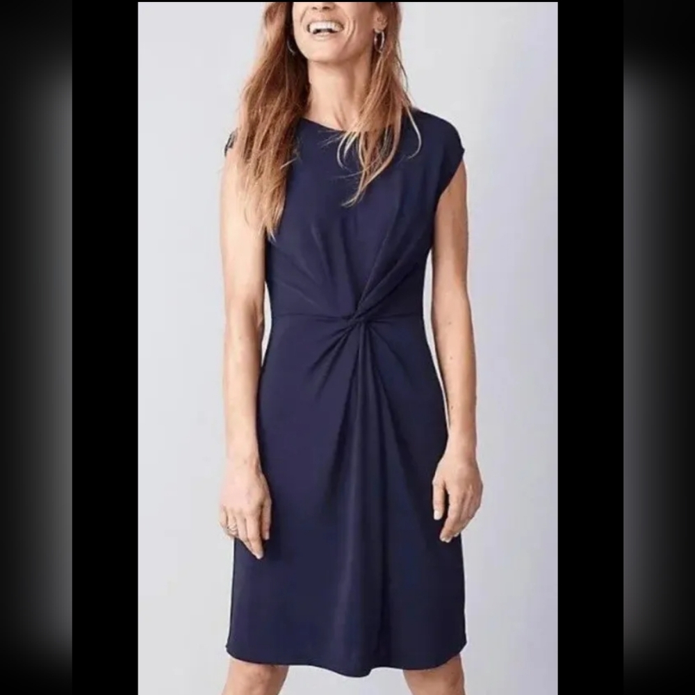 Ann Taylor Navy Blue Twist Front Dress Small